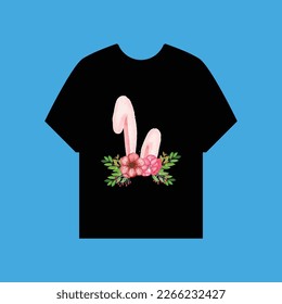 cute cartoon hand drawn ears bunny design tshirt