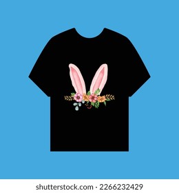 cute cartoon hand drawn ears bunny design tshirt