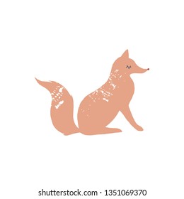 Cute cartoon hand drawn fox illustration, nice animal, forest inhabitant. Isolated vector
