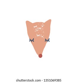 Cute cartoon hand drawn fox illustration, nice animal, forest inhabitant. Isolated vector