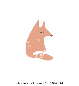 Cute cartoon hand drawn fox illustration, nice animal, forest inhabitant. Isolated vector