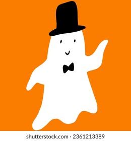 Espíritu dibujado a mano de dibujos animados para las vacaciones de Halloween. Elemento gráfico de diseño único. Pieza fantasma con estilo doodle.