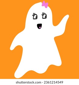 Espíritu dibujado a mano de dibujos animados para las vacaciones de Halloween. Elemento gráfico de diseño único. Pieza fantasma con estilo doodle.
