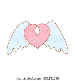 Cute cartoon hand drawn heart. Vector illustration of line heart shape. Love icon, romance symbol, cute doodle. Sketch drawing. Good for Valentine's Day or wedding card, design, decoration, poster.