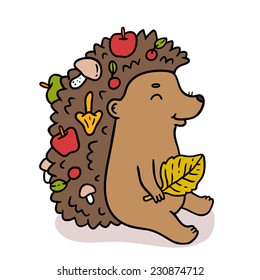 cute cartoon hand drawn hedgehog character