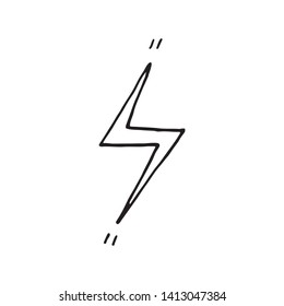 Cute cartoon hand drawn lightning icon. Sweet vector black and white lightning icon. Isolated monochrome doodle lightning icon on white background.