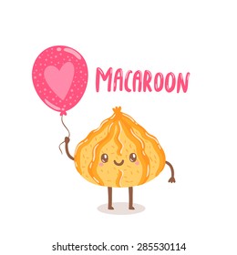 cute cartoon hand drawn macaroon desert illustration