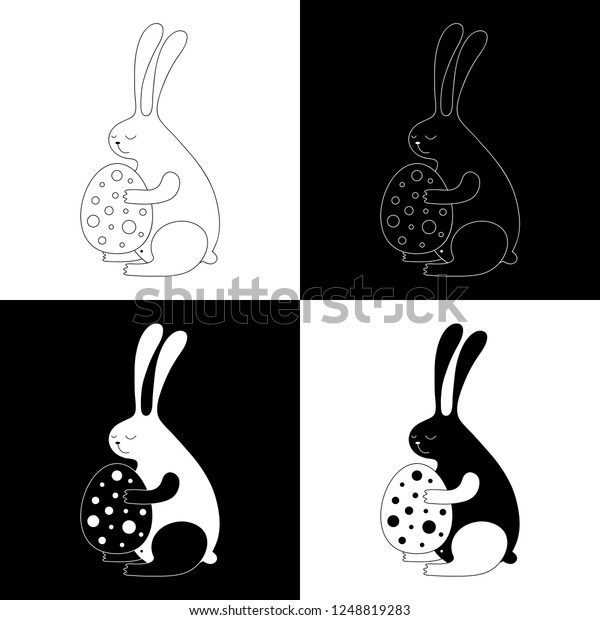 Cute Cartoon Hand Drawn Rabbit Illustration 库存矢量图(免版税)1248819283 ...
