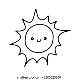 black and white cute sun clipart