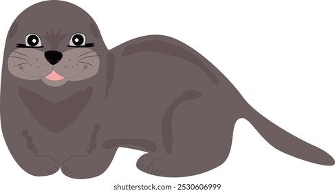 Cute cartoon hand drawn smiling otter.