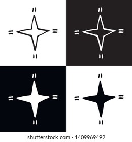 Cute cartoon hand drawn star silhouette set.  vector black and white star silhouette set. 