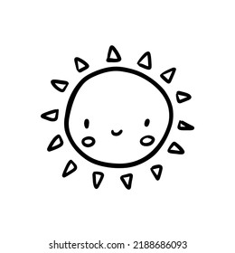 black and white cute sun clipart