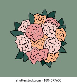 Dibujo de dibujos animados a mano ilustración vectorial de hermosas flores ramo