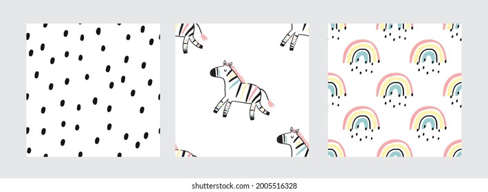 Cute cartoon Hand drawn zebra - vector illustration. Print for textile, fabric and poster.