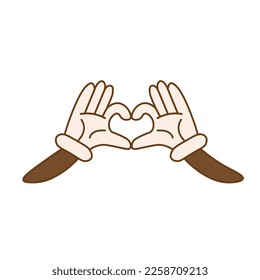 Cute cartoon hands with heart gesture. The concept of love and valentine's day. Vector illustration