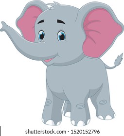 Cute cartoon happy baby elephant smile illustration