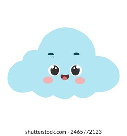 Cute cartoon happy cloud character vector illustration isolated on white background
