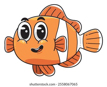 Cute Cartoon happy Clownfish Illustration
