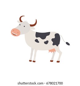 Cute cartoon happy cow illustration