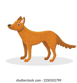 Cute cartoon happy dog standing isolated on white background. Animal, pet in children's flat style.