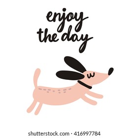  cute cartoon happy dog vector print