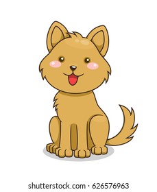 Cute cartoon happy dog. Vector illustration