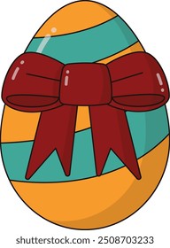 Cute Cartoon Happy Easter Celebration Icon. Vector Illustration.