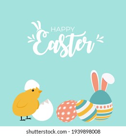 Cute Cartoon Happy Easter Spring Holiday Background Illustration EPS10