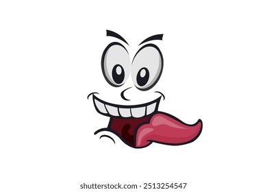 Cute cartoon happy expression white background.