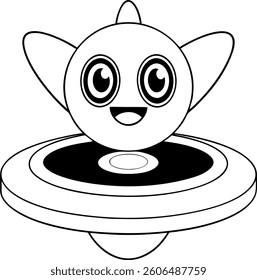 Cute Cartoon Happy Face And Big Eves Smiling Design
