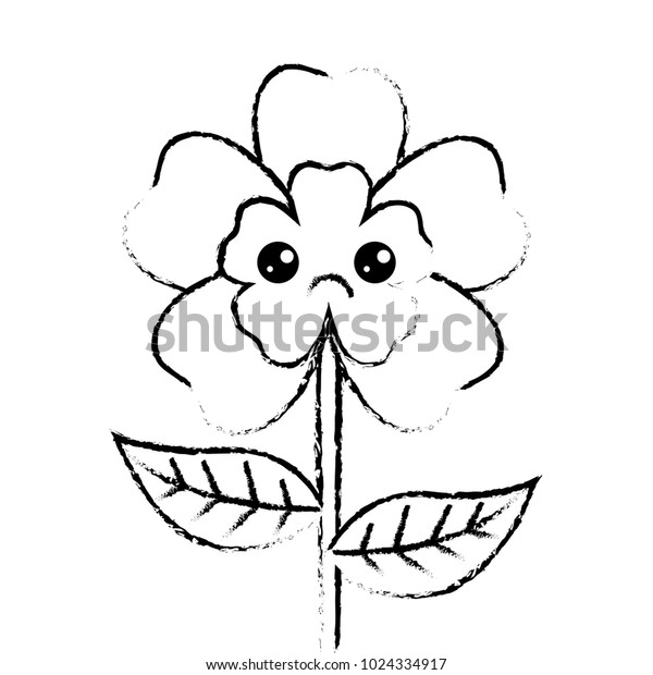 Cute Cartoon Happy Flower Adorable Kawaii Stock Vector