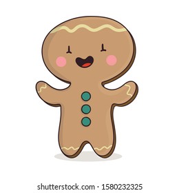 Cute cartoon happy Gingerbread man