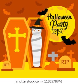 Cute cartoon Happy Halloween vector.