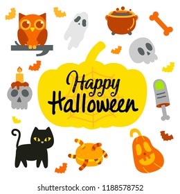 Cute cartoon Happy Halloween vector.