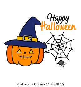 Cute cartoon Happy Halloween vector.