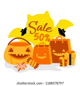 Cute cartoon Happy Halloween vector.