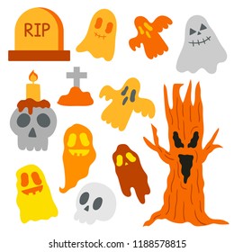 Cute cartoon Happy Halloween vector.