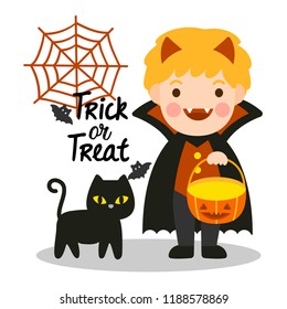 Cute cartoon Happy Halloween vector.