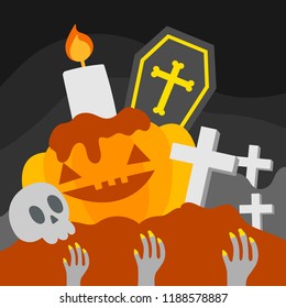 Cute cartoon Happy Halloween vector.