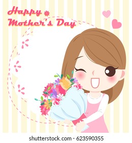 cute cartoon happy mother day for your concept