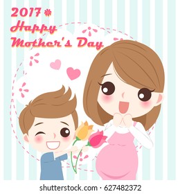 cute cartoon happy mother day for your concept