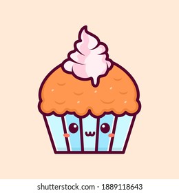 cute cartoon of happy muffin smile