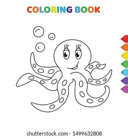 cute cartoon happy oscar ocean animal coloring book for kids. black and white vector illustration for coloring book. happy oscar ocean animal concept hand drawn illustration