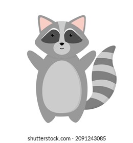 Cute cartoon happy raccoon kid