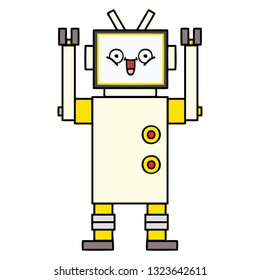 cute cartoon of a happy robot