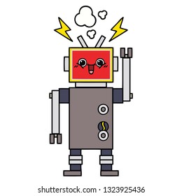 cute cartoon of a happy robot