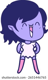 bonitinho desenho animado feliz vampiro menina em cor neon brilhante