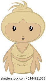 Cute cartoon harpy (bird woman).  Vector illustration.