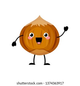 Dibujo vectorial de caricatura de avellanas aislado en fondo blanco. avellanas kawaii
