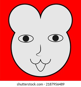 Cute Cartoon Head With Black Eye Color